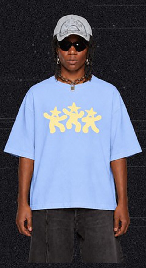 ALL ONE symbol tee, powder blue with butter symbol